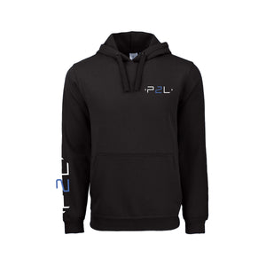 Kangourou Noir logo blanc & bleu au coeur & manche droite - P2L