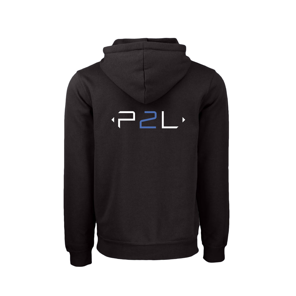 Kangourou Noir logo blanc & bleu au coeur & dos - P2L