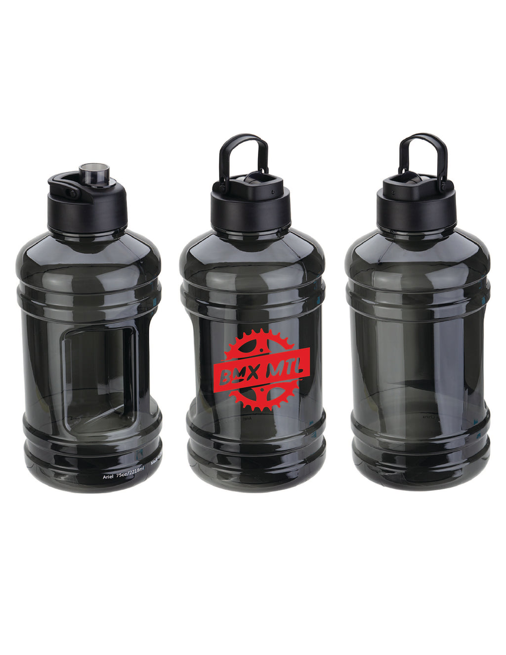Méga bouteille d'eau noire  75 oz - BMX MTL