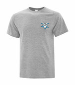 T-Shirt de coton gris chiné logo sport bleu - ESNE