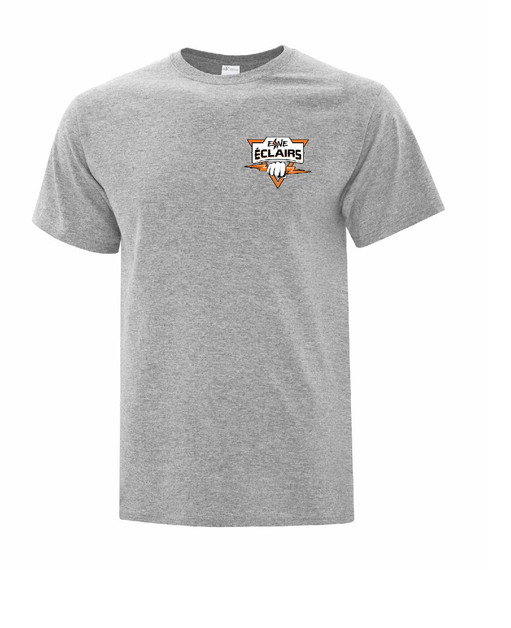 T-Shirt de coton gris chiné logo sport orange - ESNE