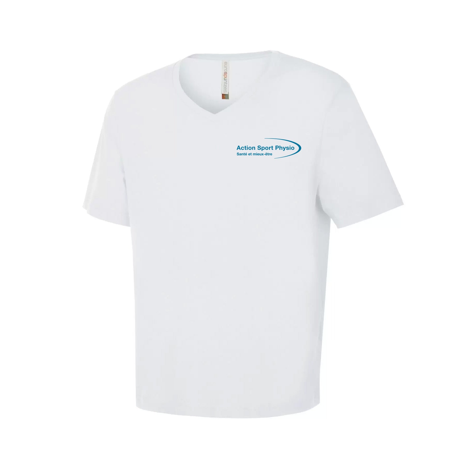 T-shirt col V - 100% coton blanc - Action Sport Physio