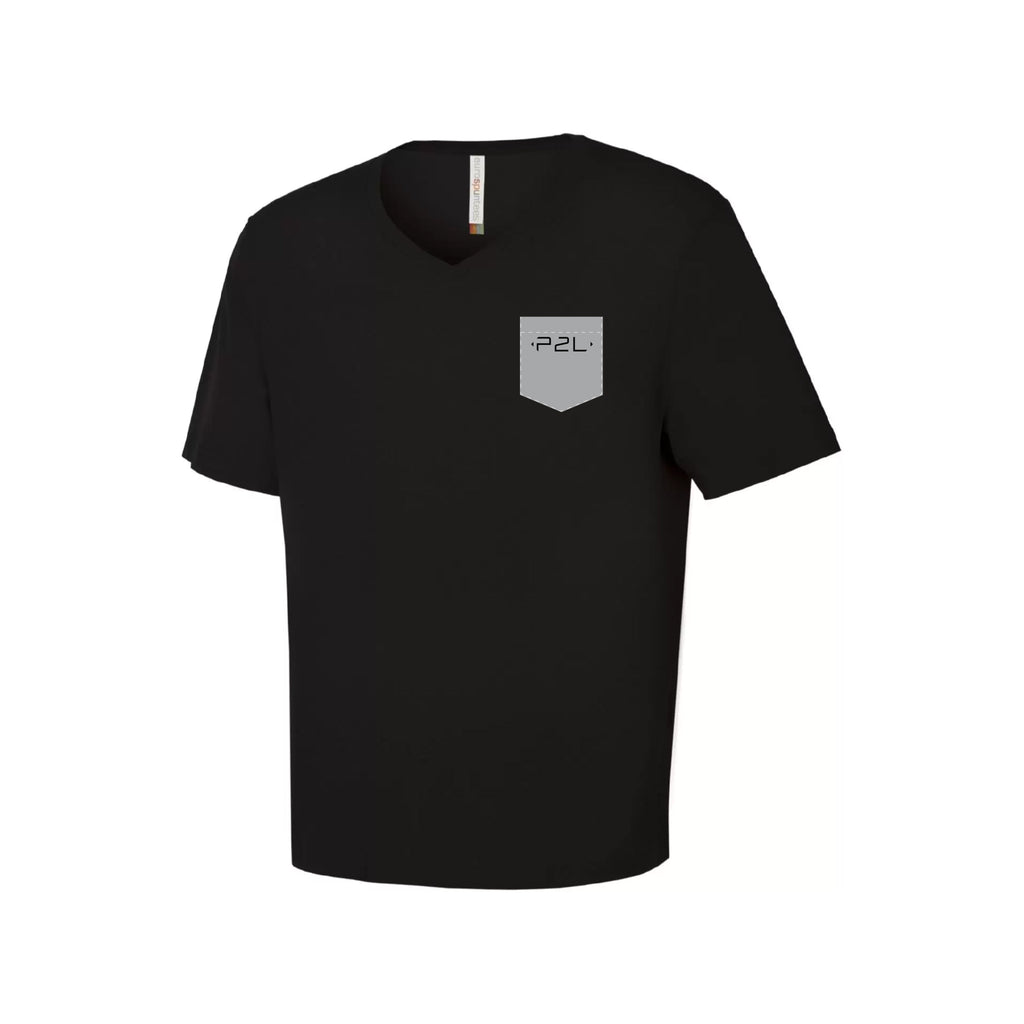 T-shirt à poche Noir col V - P2L