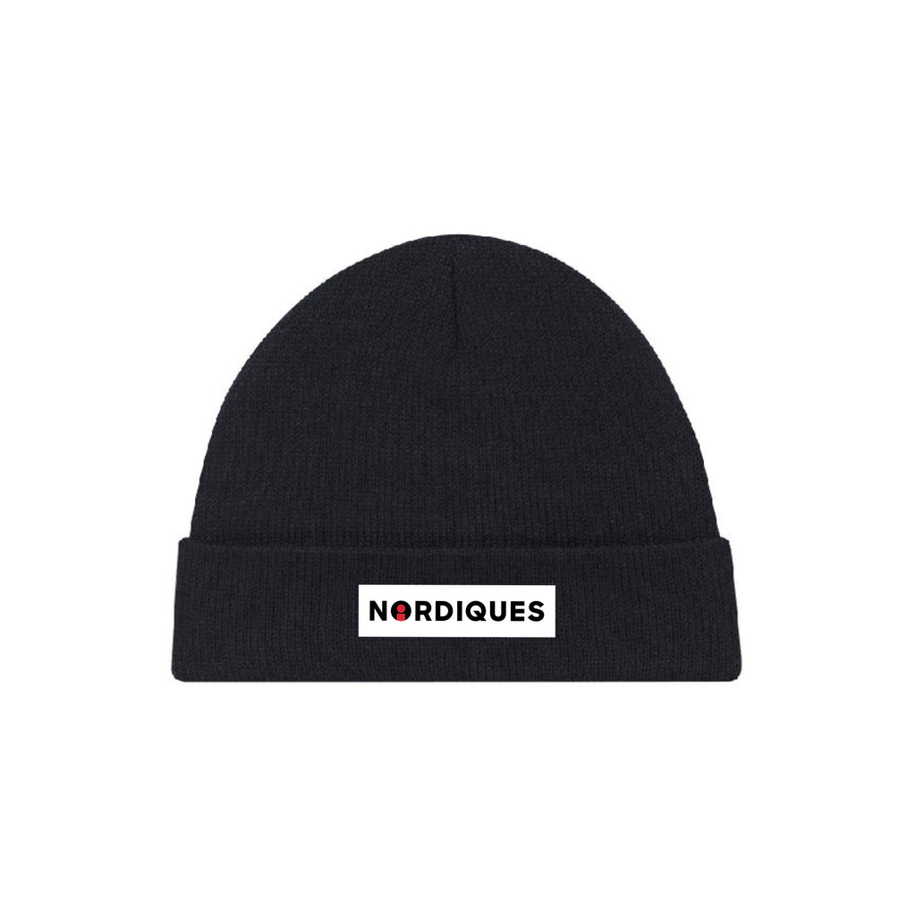 Tuque courte noire étiquette cousu - Nordiques