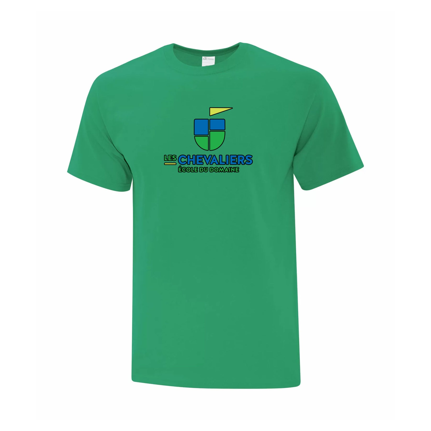 T-shirt de coton vert kelly - logo devant - École du Domaine