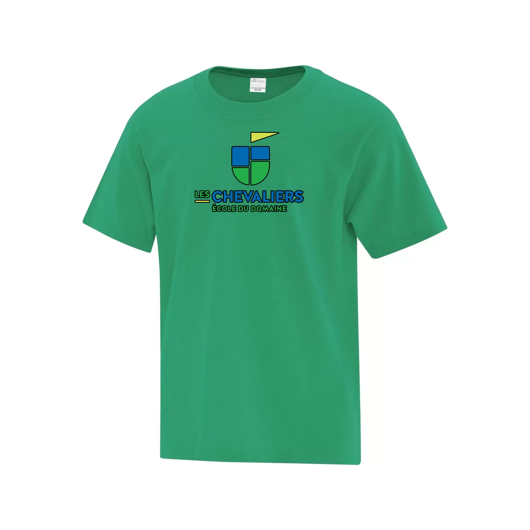 T-shirt de coton vert kelly - logo devant - École du Domaine