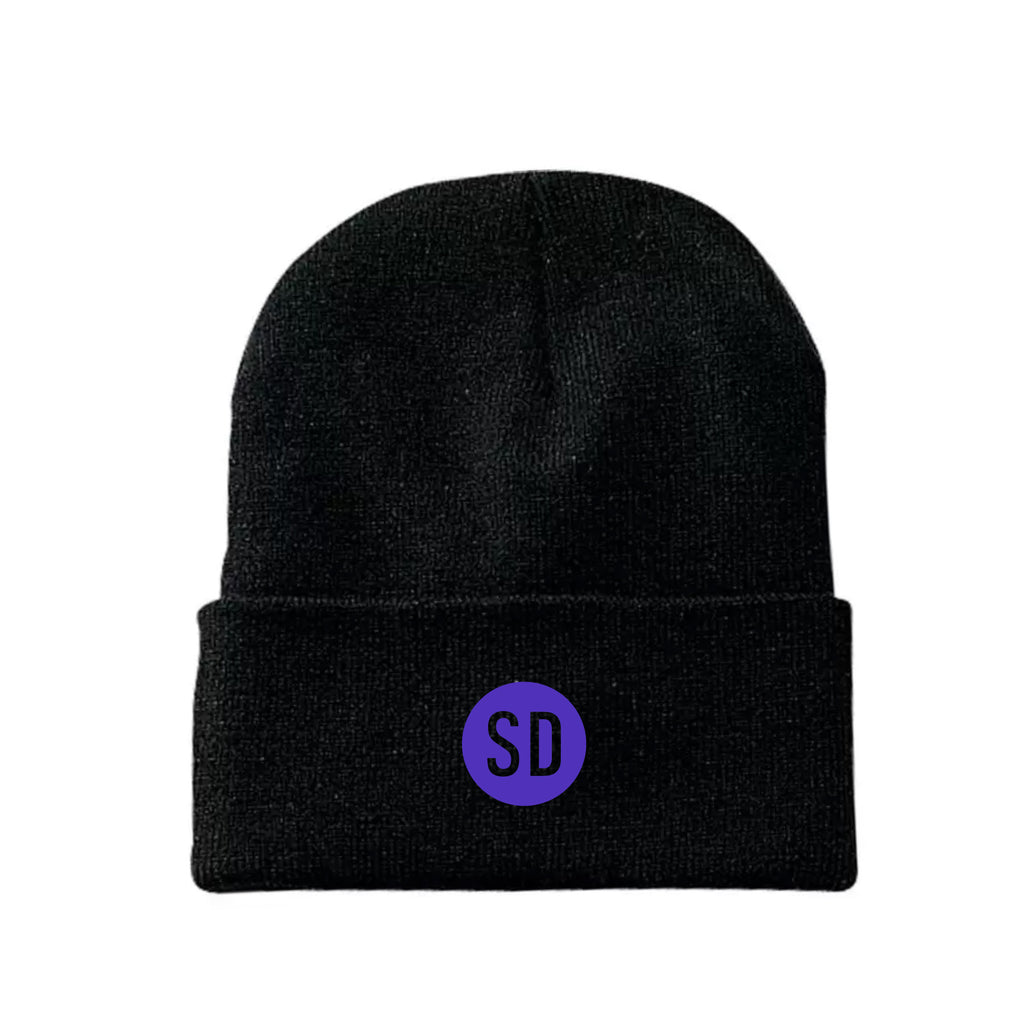 Tuque noir - logo SD mauve - Siskinds Desmeules Avocats