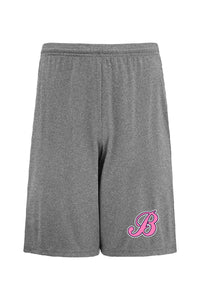 Short de sport charbon chiné Logo rose - BB