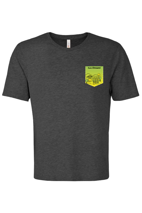T-shirt charbon chiné avec 3 choix de poche  - École Girouard