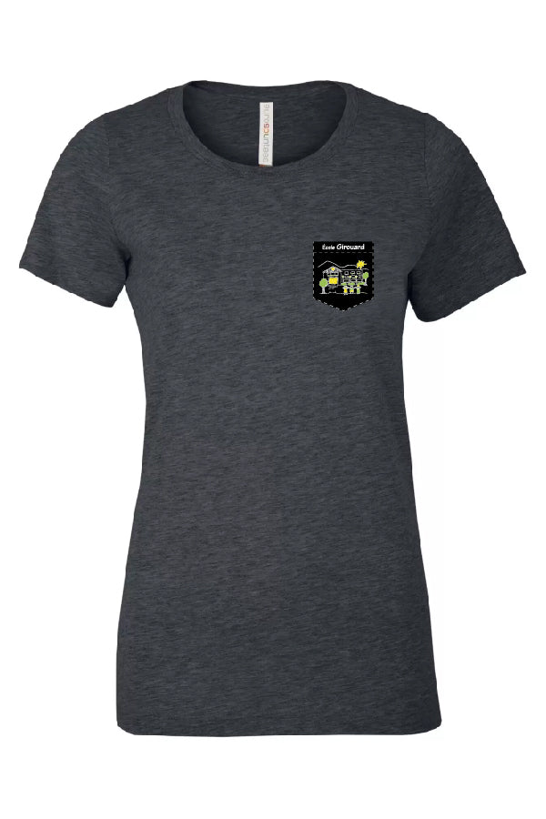 T-shirt gris fonce chiné avec 3 choix de poche  - École Girouard