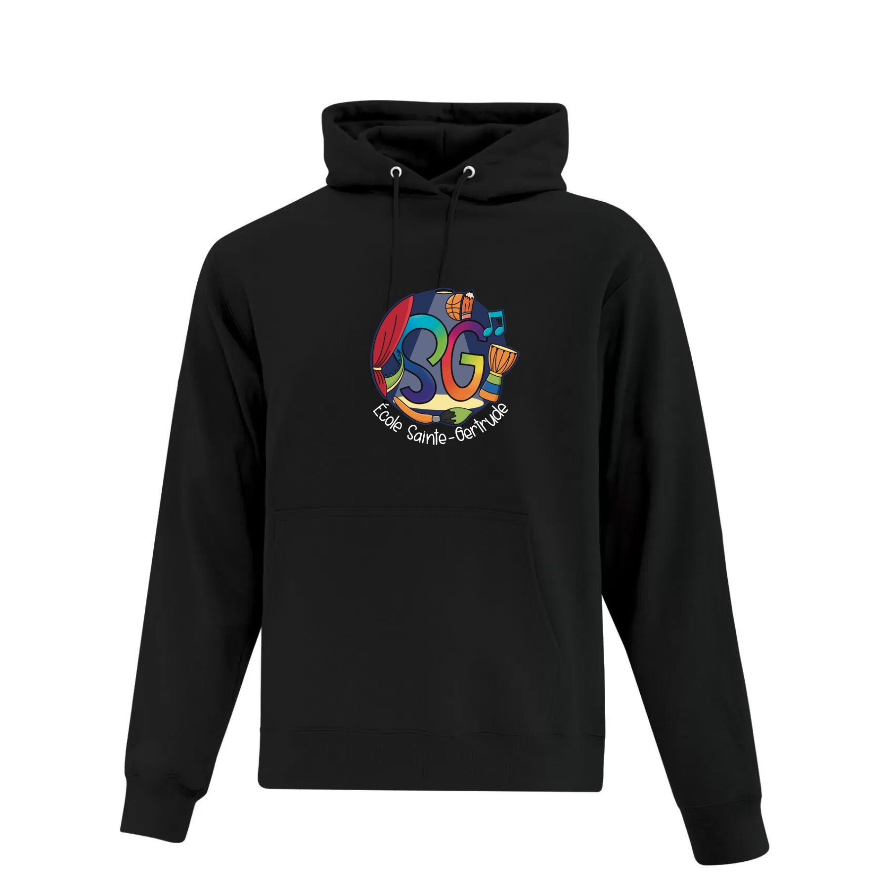 Chandail à capuchon noir - Nouveau logo - Sainte-Gertrude