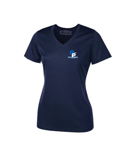 T-shirt technique marine, femme col V - Gaston-Pilon