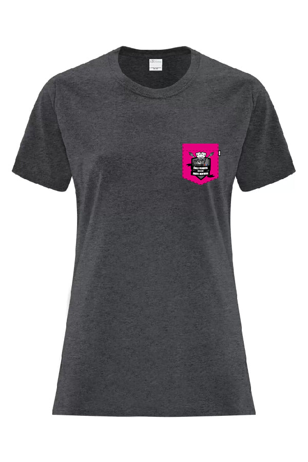T-shirt chiné foncé avec poche rose - Sainte-Gertrude