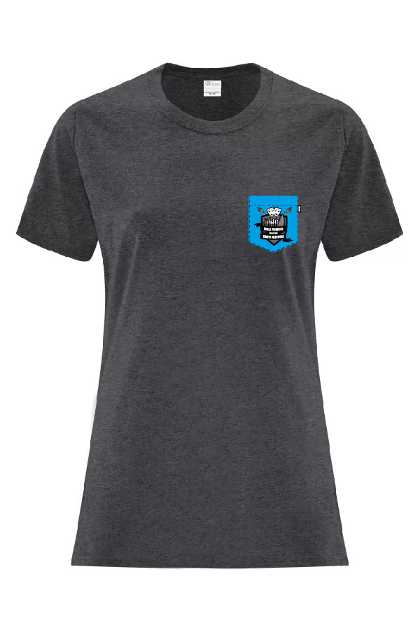 T-shirt chiné foncé avec poche bleu - Sainte-Gertrude