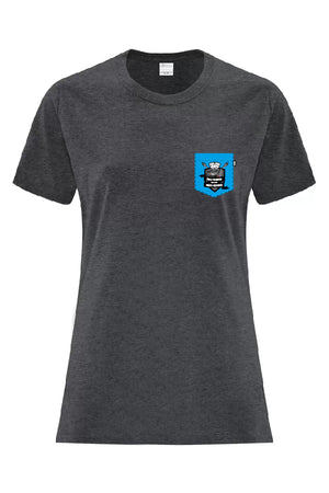 T-shirt chiné foncé avec poche bleu - Sainte-Gertrude