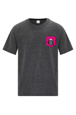 T-shirt chiné foncé avec poche rose - Sainte-Gertrude