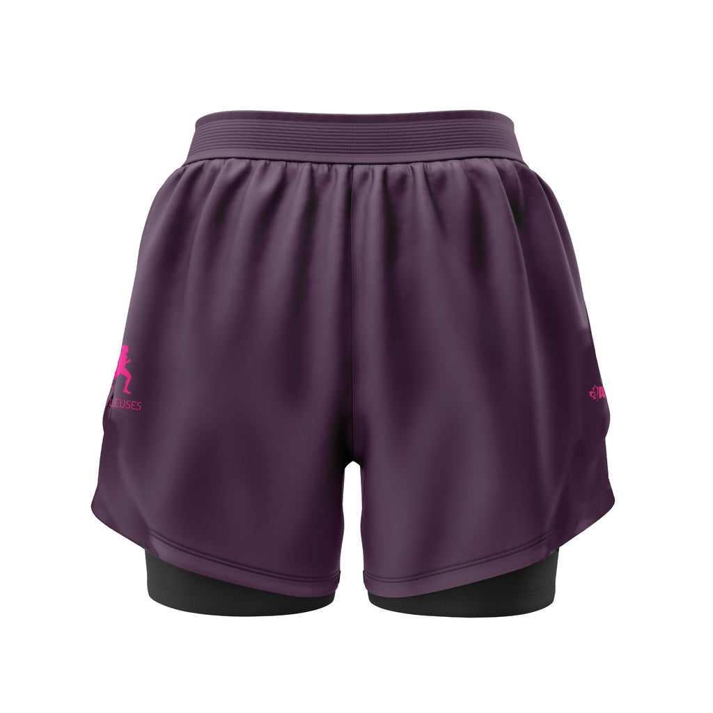 Short athlétique cuissard intégré Mauve - Les Courailleuses