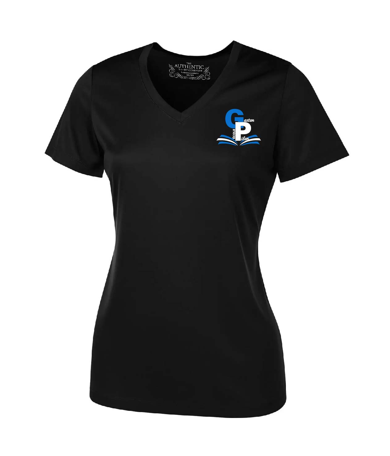 T-shirt technique noir, femme col V - Gaston-Pilon