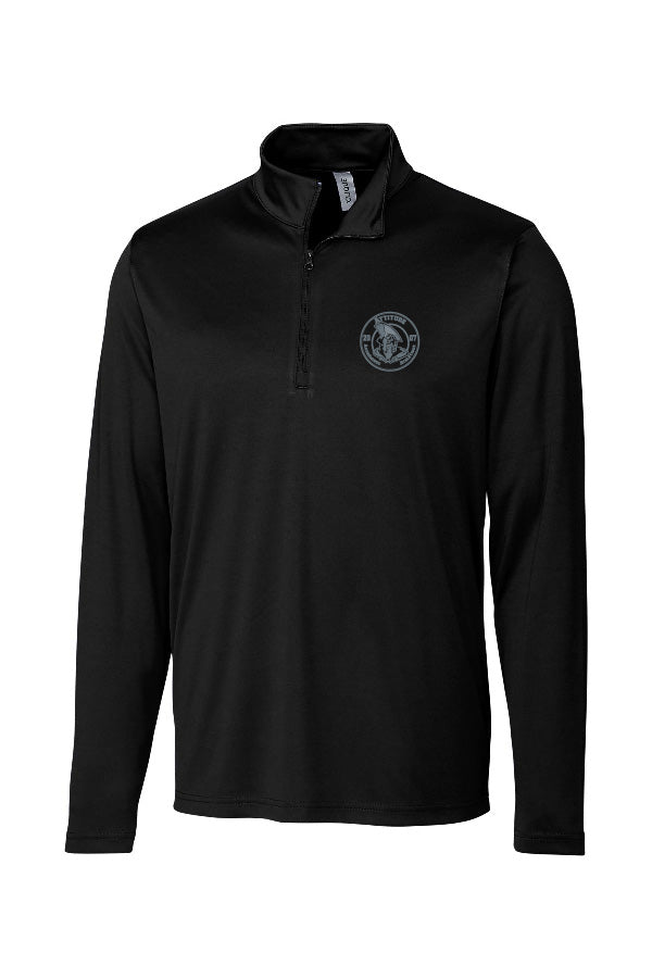 Chandail demi zip noir - Logo rond gris - Ulysse Académie