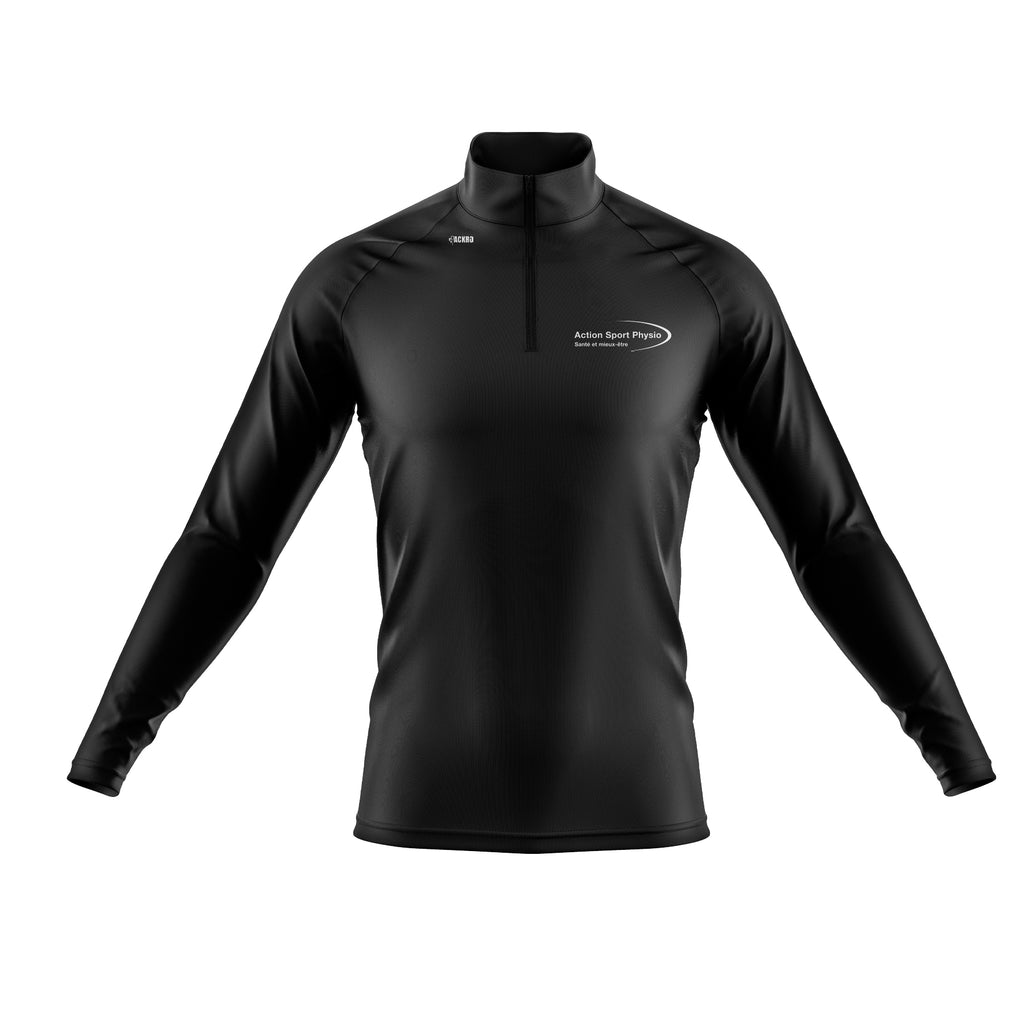 Manche longue - 1/4 zip noir - Action Sport Physio