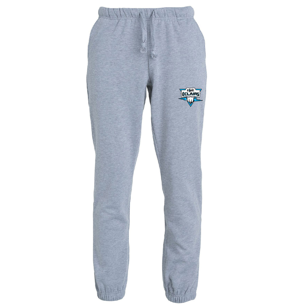 Pantalon jogging gris mélangé logo sport bleu - ESNE