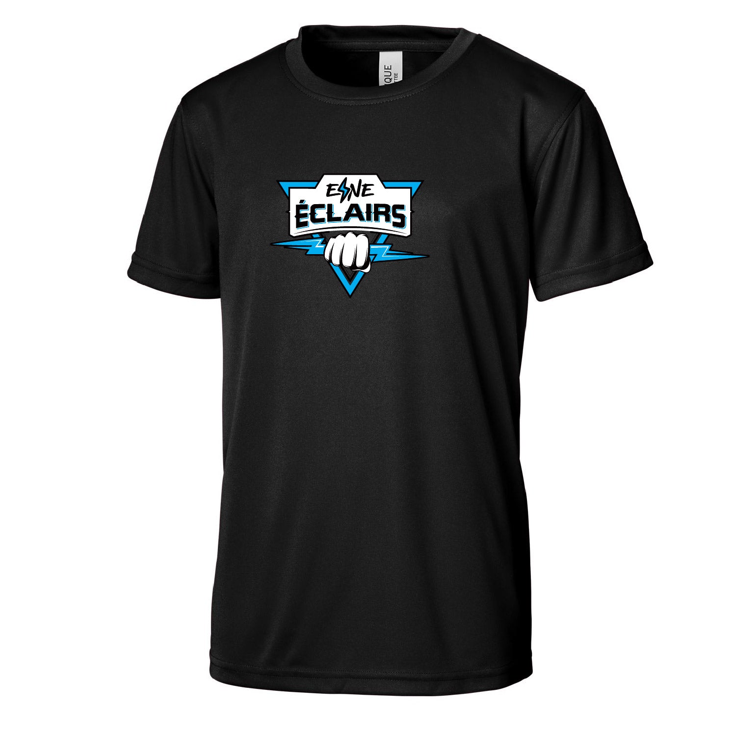 T-shirt technique noir logo sport bleu - ESNE