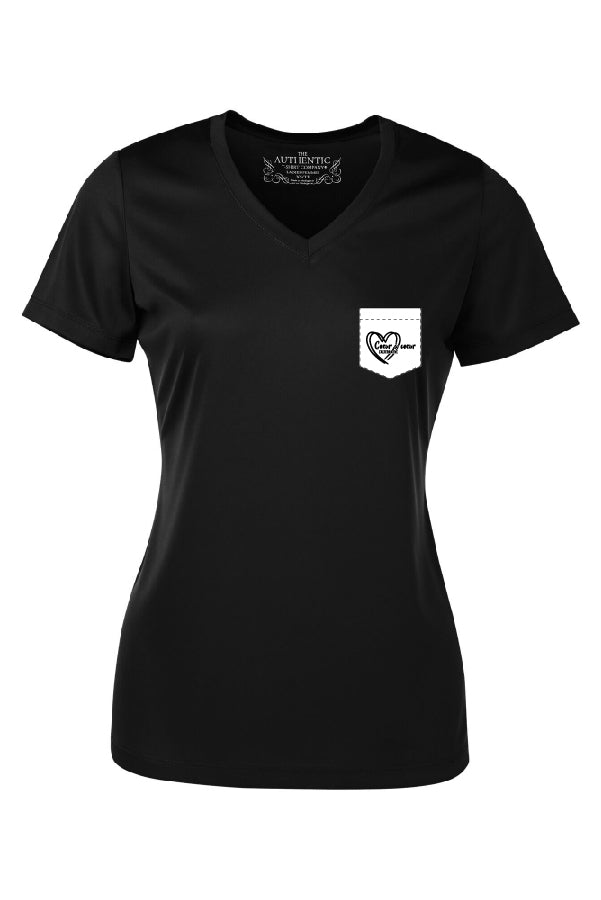T-Shirt femme col V poche blanche- École Cœur à Cœur
