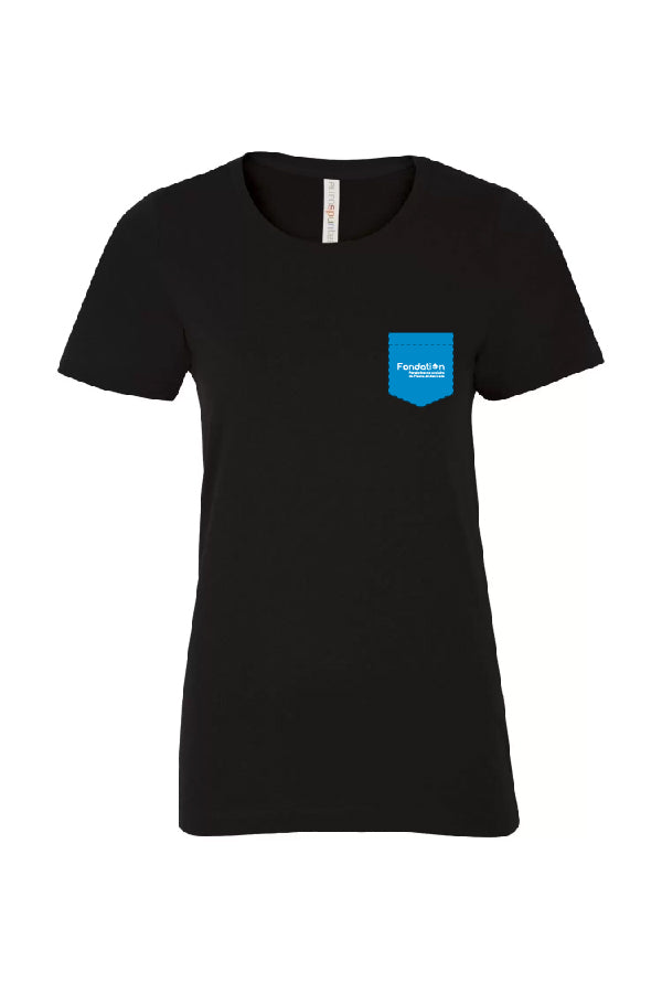 T-shirt noir à poche bleu  - Fondation persévérance scolaire
