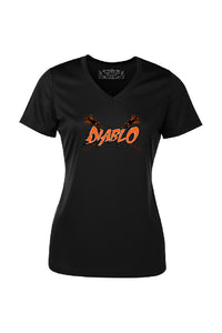 T-shirt sport femme col V noir - Diablo