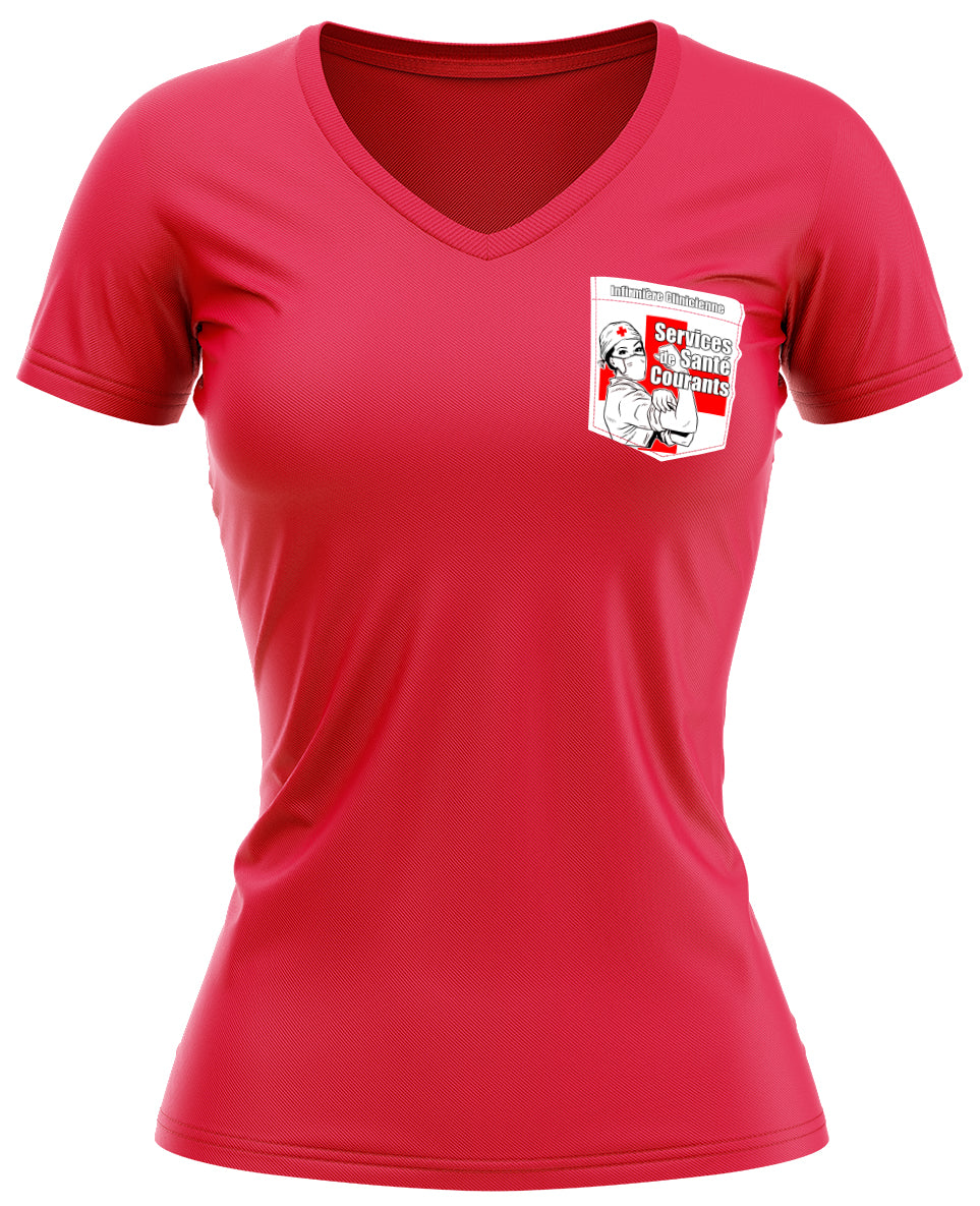 T-shirt col V rouge femme - Service Santé