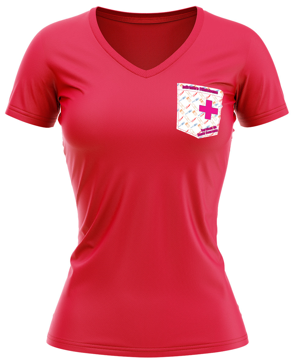 T-shirt col V rouge femme - Service Santé