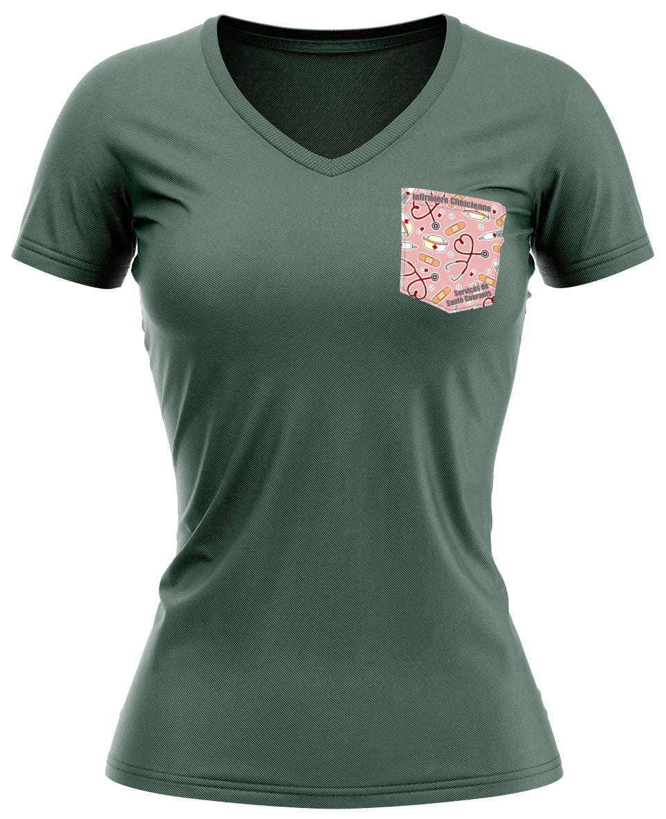 T-shirt col V foret chiné femme - Service Santé